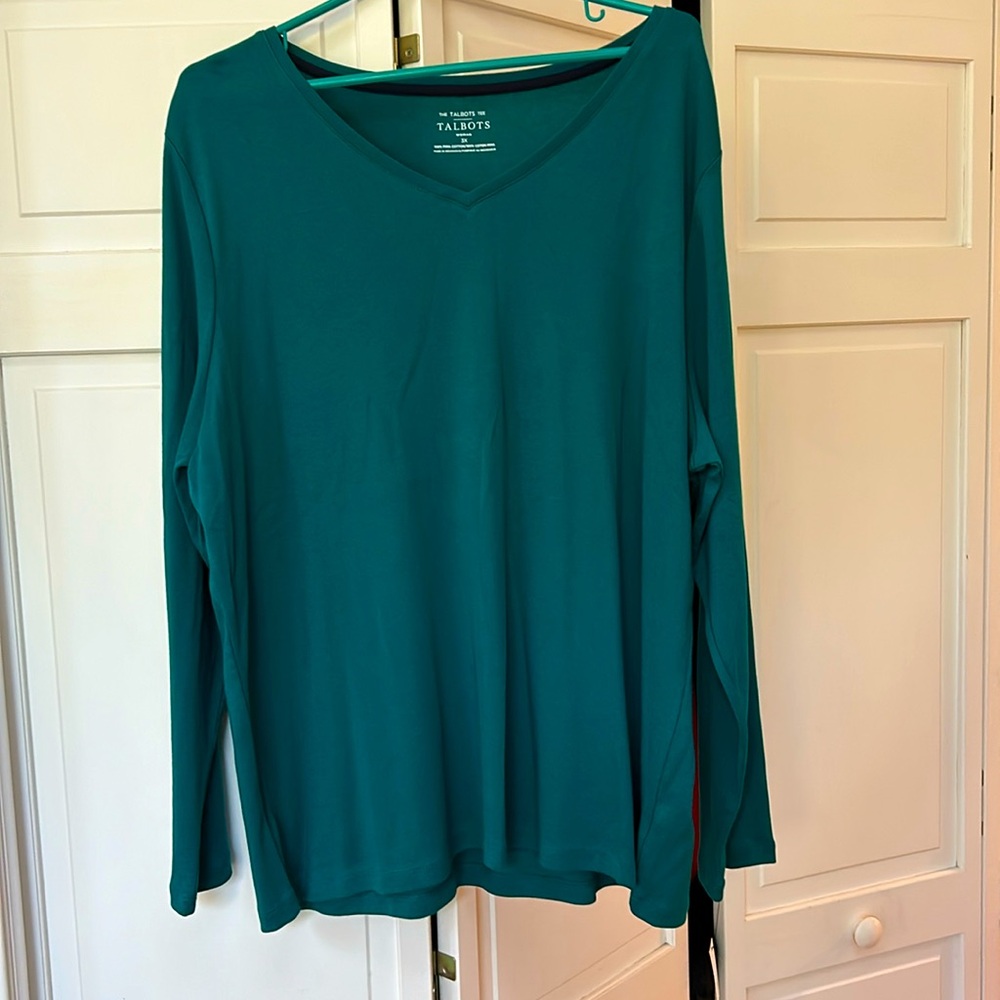 Teal green v neck tee shirt from talbots